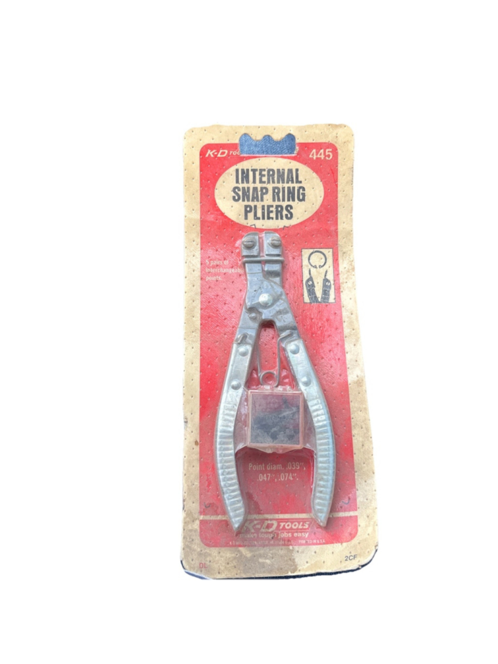 K-D TOOLS #445 INTERNAL SNAP RING PLIERS WITH 5 INTERCHANGEABLE TIPS USA .
